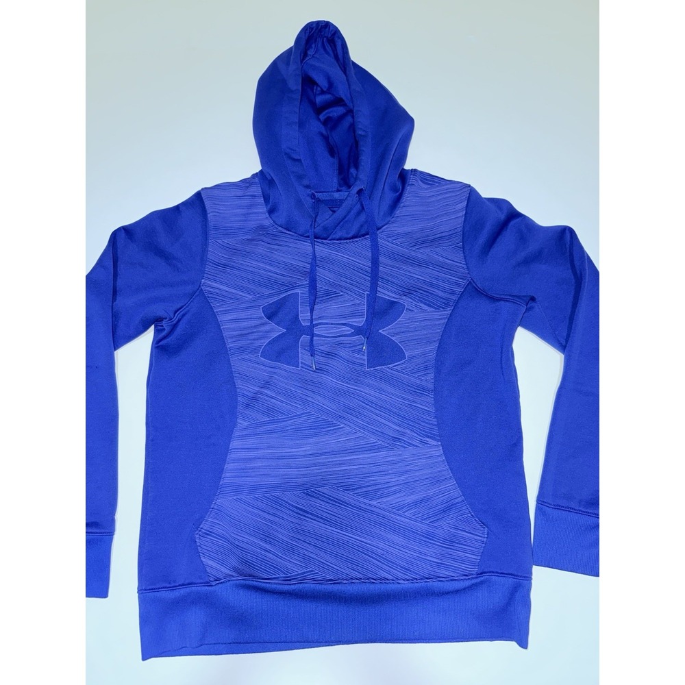Under Armour Women Medium Hoodie ColdGear Blue Semi Fitted Pullover Athleisure